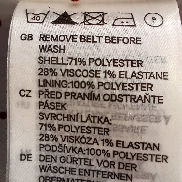 H&M Grey Fit & Flair Scoop Neck Dress Burgundy Polka Dot Lining Size 8 - Picture 12 of 14